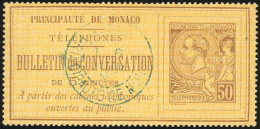 Obl. 1 - Timbres Téléphone. 50c. Brun S/jaune. Obl. Très Aminci. - Sonstige & Ohne Zuordnung