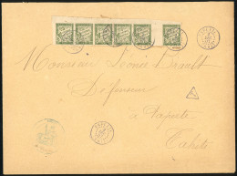 Obl. Timbres-Taxe De Colonies Générales N° 21. 20c. Olive, Bande De 6, Obl. S/grande Lettre Frappée Du Grand Cachet ''GR - Autres & Non Classés