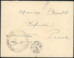 Obl. Lettre Non Affranchie Frappée Du CàD De UTUROA-RAIETEA Du 5 Avril 1910 Et Du Grand Cachet Administratif ''ETABLISSE - Autres & Non Classés