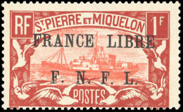 ** 241 - 1F. Rouge-brun Et Rouge. Surcharge "FRANCE LIBRE F.N.F.L.". SUP. - Otros & Sin Clasificación