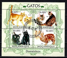 Chats Mozambique 2013 (40) Yvert N° 5323 à 5326 Oblitérés - Domestic Cats