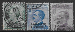 Italia Italy 1909 Estero Salonicco Effigie 3val Sa N.1,4-5 US - Uffici D'Europa E D'Asia