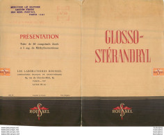 DEPLIANT SANTE LE GLOSSO-STERANDRYL DES LABORATOIRES ROUSSEL 1949 FORMAT OUVERT 27 X 21 CM - Pubblicitari