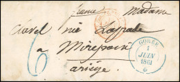 Obl. Lettre Manuscrite De GOREE Du 28 Mai 1861 Frappée Du CàD Bleu De GOREE Du 1er Juin 1861 à Destination De MIREPOIX - - Autres & Non Classés