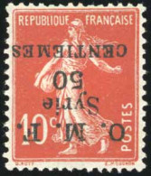 * 58a+ 58b - 50c. S/10c. Rouge. 2 Pièces : Double Surcharge Et 1 Surcharge Renversée. TB. - Altri & Non Classificati