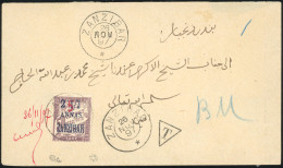 Obl. 5b - Timbres-Taxe. 5 Sur 2 1/2 A. Sur 50c., Erreur Corrigée à La Plume En Rouge, Obl. S/lettre Frappée Du CàD De ZA - Autres & Non Classés