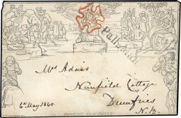 Obl. SG#0 - 6th May 1840 Use Of 1d Mulready Envelope. Stereo A 162 (SG Spec ME2b). From London To Dumfries. Dated '6th M - Andere & Zonder Classificatie