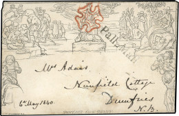 Obl. SG#0 - 6th May 1840 Use Of 1d Mulready Envelope. Stereo A 162 (SG Spec ME2b). From London To Dumfries. Dated '6th M - Other & Unclassified