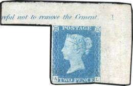 (*) SG#DS6 - 1840. 2d. Blue. Plate 1. Wmk. Small Crown. Imperf. Lettered A-L (SG Spec DS6). Top Corner Sheet Marginal Sh - Altri & Non Classificati