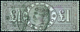 Obl. SG#185 - 1£. Brown-lilac. Light Cancelled. VF. - Andere & Zonder Classificatie