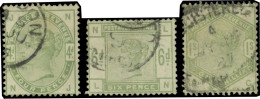 Obl. SG#192+ 194 + 196 - 4d. Dull Green + 6d. Dull Green + 1s. Dull Green. Used. VF. - Other & Unclassified