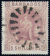 Obl. SG#64 - 5sh. Rose. Used Of Light Postmark. Usual Decentering. VF. - Barbades (...-1966)