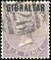 Obl. SG#6 - 6p. Deep-lilac. VF. - Gibraltar