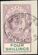 Obl. SG#63 - 4sh. Deep Purple And Green. On Piece. SUP. - Gibraltar