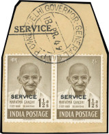 Obl. SG#O150a - Official Stamps. 1/2a. Brown. 1 Pair And 2 Single Stamps ''GHANDI''. Used. Optd ''SERVICE'' In Black. SU - Fidji (...-1970)