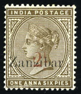 Obl. SG#29 + 30 - 2 1/2 Anna. SG#30. Type V + Type IV. TB. - Zanzibar (...-1963)