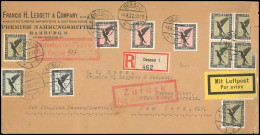 Obl. 32x 3 - Poste Aérienne. + 33 X 2 + 34 X 5. S/lettre Recommandée (VOL DESSAU AMERICA) Frappée De La Griffe ''ZURUCK  - Other & Unclassified