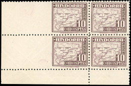 ** 63Ia - 10c. Carte D'Andorre. 2 Timbres ND à Gauche Dans Bloc De 4. CdeF. Sans N° De Contrôle. Cote Dallay. SUP. - Altri & Non Classificati