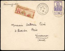 Obl. COB#117 - 2F. Violet, Type Pellens, Obl. S/lettre Recommandée Frappée Du CàD De LE HAVRE (SPECIAL) Du 15 Avril 1915 - Andere & Zonder Classificatie