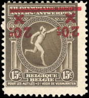 (*) COB#186CU - 20c. S/15c. + 5c. Sépia. Jeux Olympique De 1920. Surcharge Renversée. Gomme De Complaisance. Rare. Certi - Autres & Non Classés