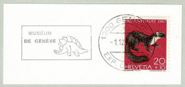 Schweiz / Helvetia 1988, Flaggenstempel Muséum Genève, Dinosaurier / Dinosaures / Dinosaur / Dinosauria - Other & Unclassified