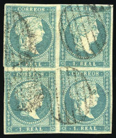 Obl. 40 - 1r. Bleu. Bloc De 4. Obl. B. - Altri & Non Classificati