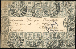 Obl. 172x 40 - 4/4 Vert X 40 Obl. S/carte Postale Frappée Du CàD De SAN SEBASTIAN Du 29 MAR 1904 à Destination D'ASNIERE - Other & Unclassified