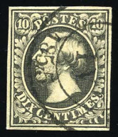 Obl. 1 - 10c. Gris Noir. Obl. CàD 1855. Type Belge. SUP. - Andere & Zonder Classificatie