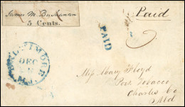 Obl. 3X1 - 5c. Black JAMES M. BUCHANAN On Cover. VF. RR. - Andere & Zonder Classificatie