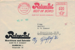 EMA Rotaprint Hilft Im Büro 24a Hamburg 1951 Kurt W. F. Schmidt - Macchine Per Obliterare (EMA)