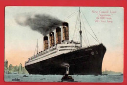 NEW CUNARD LINER   AQUITANIA LEAVING NEW YORK - Piroscafi