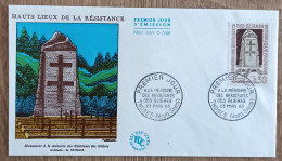 FDC 1963 - YT N°1380 - HAUTS LIEUX DE LA RESISTANCE / A LA MEMOIRE DES RESISTANTS DES GLIERES - THONES - 1960-1969