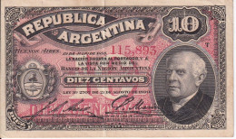 BILLETE DE ARGENTINA DE 10 CENTAVOS DEL AÑO 1895 EN CALIDAD EBC (XF) (BANKNOTE) - Argentine