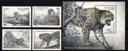 Usbekistan 1997 - Mi.Nr. 145 - 148 + Block 17 - Postfrisch MNH - Tiere Animals Leopard - Félins