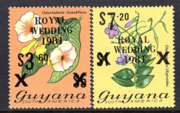 Guyana 1981 Royal Wedding - Black Surcharge - Set MNH (SG 769c-770d) - Guyana (1966-...)