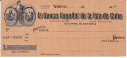 BILLETE SUCURSAL DE REMEDIOS DEL BANCO ESPAÑOL DE LA ISLA DE CUBA 114 PESOS EN ORO ESPAÑOL (BANKNOTE) (RARO) - Kuba