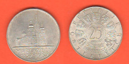 Austria Shilling 25 Schilling 1957 Österreich Mariazell Silver Coin - Autriche