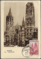 France 1957 Y&T 1129 Sur Carte Maximum. Cathédrale De Rouen - Kirchen U. Kathedralen