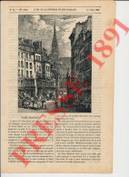 Gravure 1891 Place Maubert Avant Travaux De Démolition (Paris) Rue Mouffetard 266CH10 - Zonder Classificatie