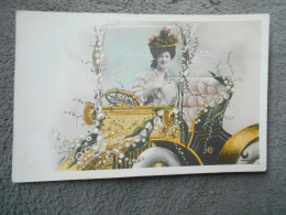 Cpa  Voiture Ancienne Automobile Chapeau Femme Romantique Muguet 1907 - Toerisme