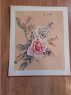 Peinture Sur Soie  XX E  Peinte A La Main En Chine - Signee -  Fleurs- Papillon - Asian Art