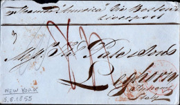 628 - BUSTA DA NEW YORK A LIVORNO 1855 - ...-1850 Voorfilatelie