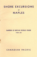 Shore Excursions At Naples Rome Italy Empress Of Britain 1931 World Cruise Ship Book - Other & Unclassified