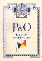 SS Ranchi P&O List Of Passengers Ship Old 1938 Log Book - Other & Unclassified