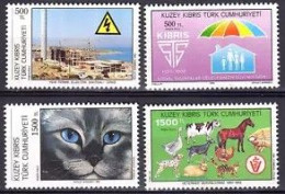 TURKISH CYPRUS -  1992  - FAUNA - ANIMALS -  CAT - FARM - ANNIVERSARIES AND EVENTS - 4  V - MNH - - Hauskatzen