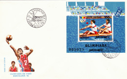 OLYMPIC GAMES, BARCELONA'92, SUMMER, ROWING, BASKETBALL, COVER FDC, 1992, ROMANIA - FDC