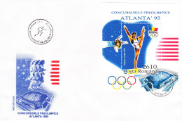 OLYMPIC GAMES, ATLANTA'95, PRE-OLYMPIC GAMES, COVER FDC, BLOCK,GIMNASTICS, 1995, ROMANIA - FDC