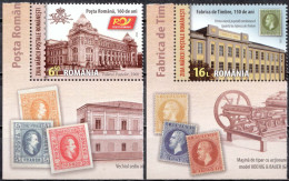 2022, Romania, Stamp Day, Government Buildings, Post Offices, Postal History, 2 Stamps, MNH(**), LPMP 2377 - Ongebruikt