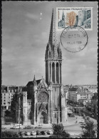 France 1963 Y&T 1389 Sur 2 Cartes Maxima. Caen : église Et Place Saint Pierre, Jardins Et Remparts Du Château - Kirchen U. Kathedralen