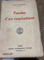 Livre Paroles D'un Combattant - Henri Barbusse - Ancien Combattant - PCF Années 1930 - Política